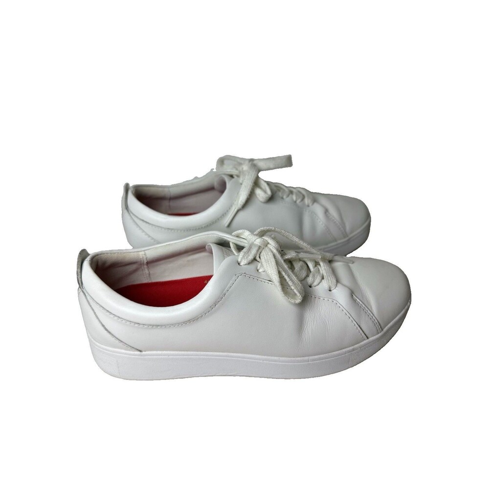Fitflop Rally White Leather Sneakers Comfort Technology Women’s 7.5 EU 38.5